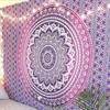 Индийская традиционная мандала хиппи настенное украшение, хлопковый гобелен омбре покрывало в стиле бохо (Розовый/Белый)