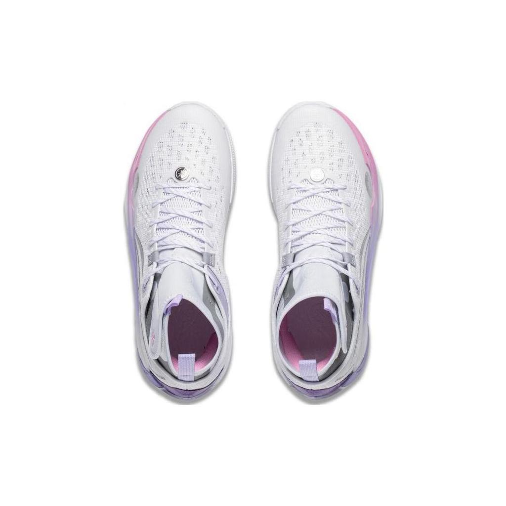 Li Ning 808 2 ULTRA Износостойкие Дышащие Средневысокие Баскетбольные Кроссовки Мужские Белые Плохой Маленький Фиолетовый ABAT007-1
