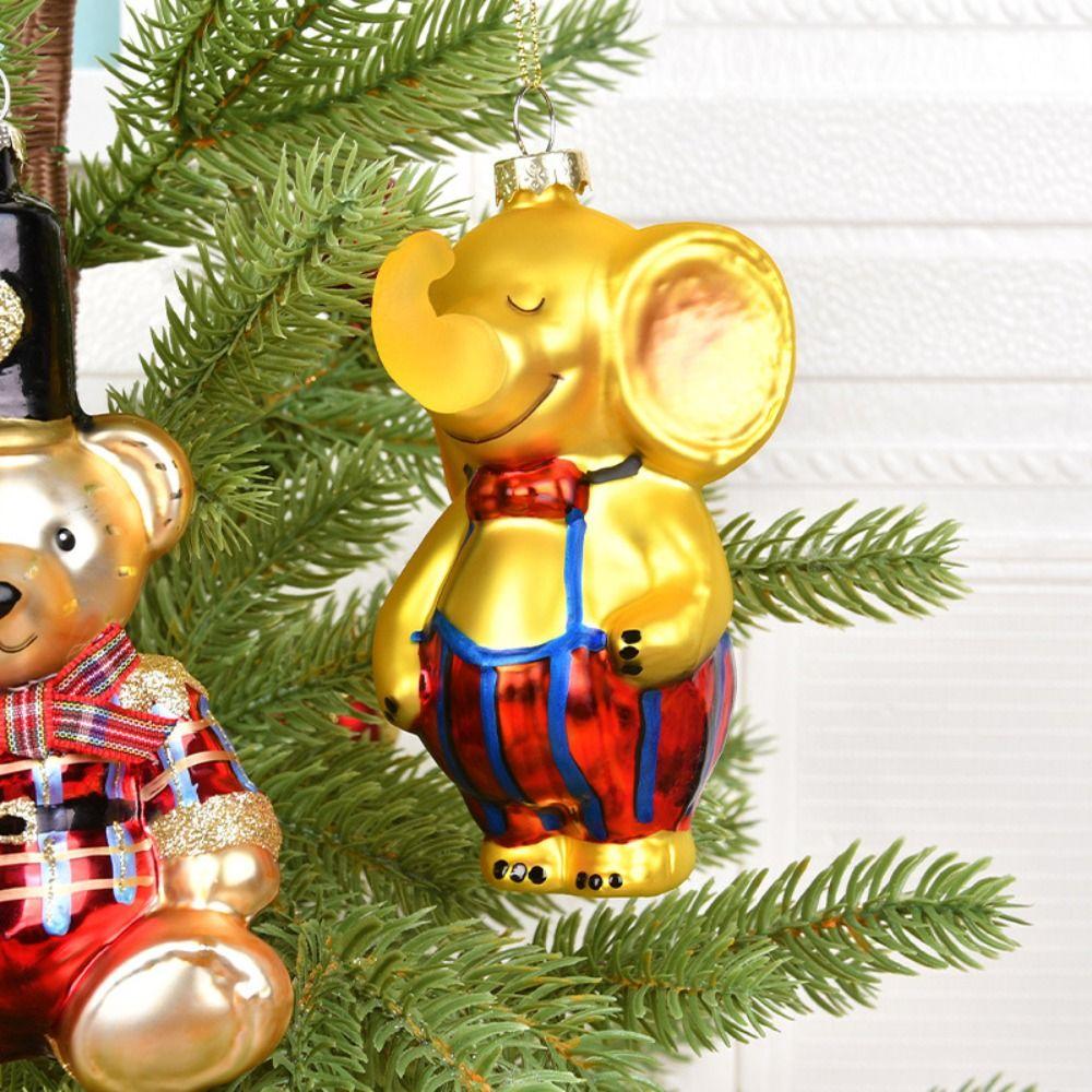 Rooster Panda Elephant Shape Christmas Ornaments Colorful Hanging Ornaments Scene Arrangement