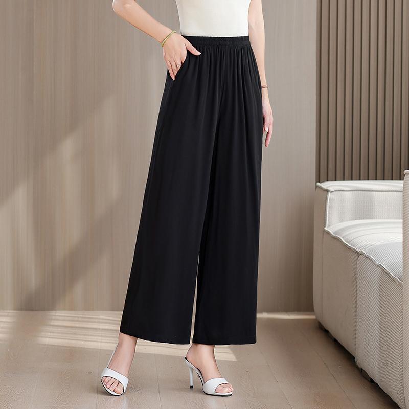 Большие размеры Летние женские брюки Высокая талия Свободная винтажная одежда Эластичный пояс Летние брюки
