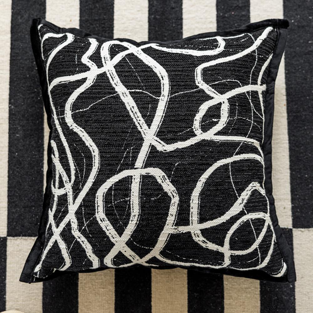 French Retro Throw Pillow Cover Soft Luxury Stamping Cushion Cover Skin-friendly Thickened Lumbar Pillow Cover Living Room