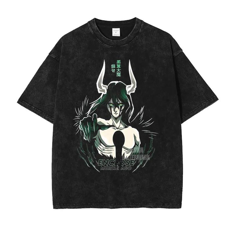 Bandai Аниме B-Bleach Футболка Винтажная Стиранная Унохана Ретсу Футболки Ретро Харадзюку Ренджи Урю Ичиго Топы Футболки Мужские