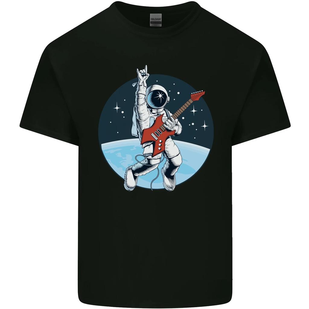 Space Rock Funny Astronaut Guitar Guitarist Kids T-Shirt Childrens