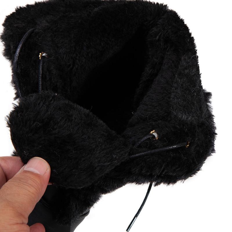 Мода 2025 Осень Зима Мех Женские Ботильоны Качество Однотонные На шнуровке Женская Обувь Мода Квадратный Высокий Каблук Лодочки Ботильоны Женские 33