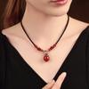 GEMCHIC Женское этническое красное агатовое колье-подвеска Винтажный гранатовый чокер на регулируемом шнурке