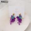 Pinkdudu Purple Grape String Drop Earrings Alloy Acrylic Japanese Style Sweet Fresh Creative Fruit Series Earrings for Women Jewelry Gifts PD1360