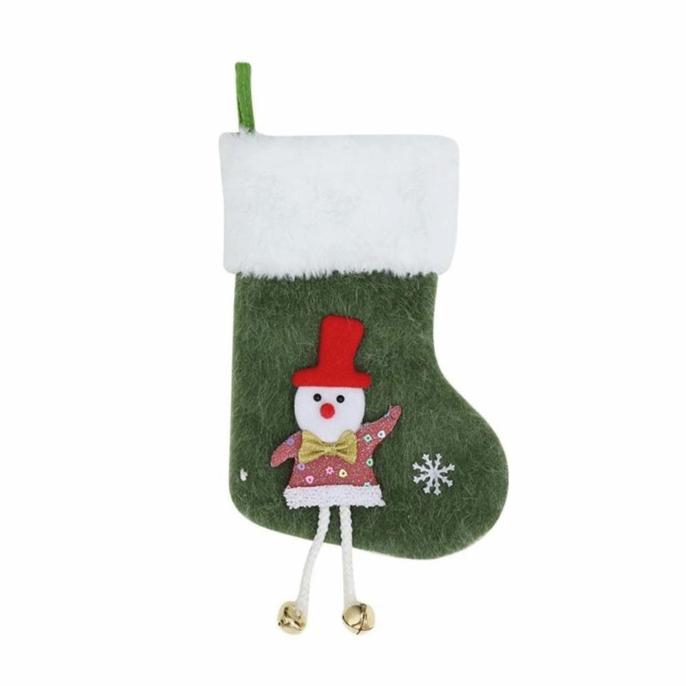 Plush Cuff Christmas Stocking Small Size Hanging Ornament Cozy Santa Gift Bags Festival Party