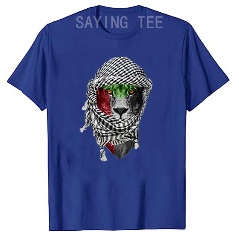 Palestinian Lion T-Shirt Humor Funny Palestine Flag Print Graphic Tee Tops Short Sleeve Blouses Novelty Gift Peace Lover Clothes