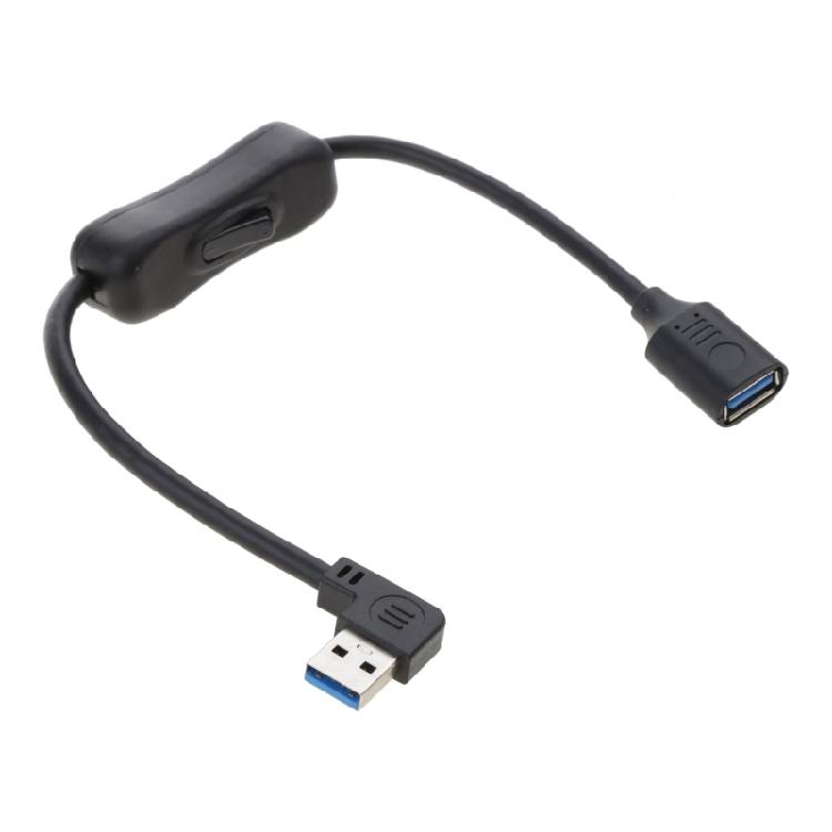 USB 3.0 удлинительный кабель-шнур с выключателями, изгиб под 90 градусов для USB-вентилятора, светодиодной лампы