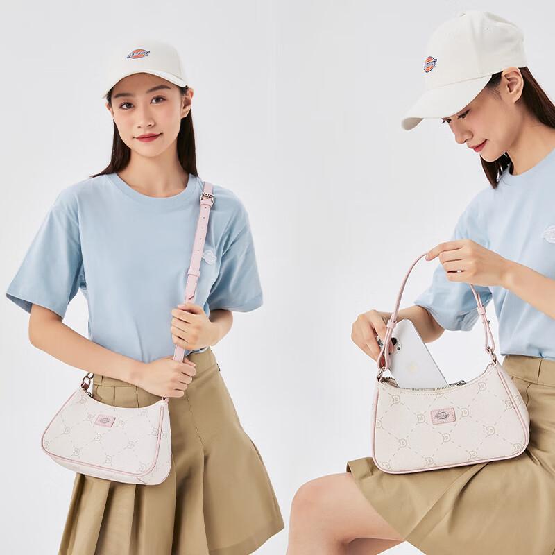 Dickies Shoulder Bag for Women, Crossbody Bag with Detachable Strap, Floral Casual Underarm Bag, Tote Bag, Pink