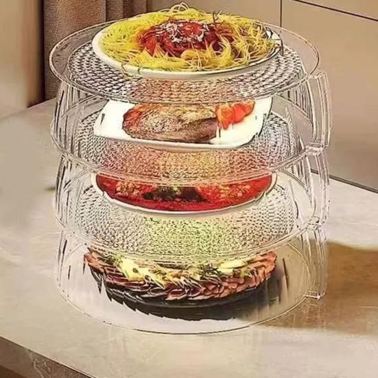 Прозрачная пластиковая крышка для еды с ручкой, универсальная купольная крышка для кастрюль, сковородок, посуды, пылезащитная, штабелируемая, многоцелевой кухонный аксессуар для дома, шведского стола
