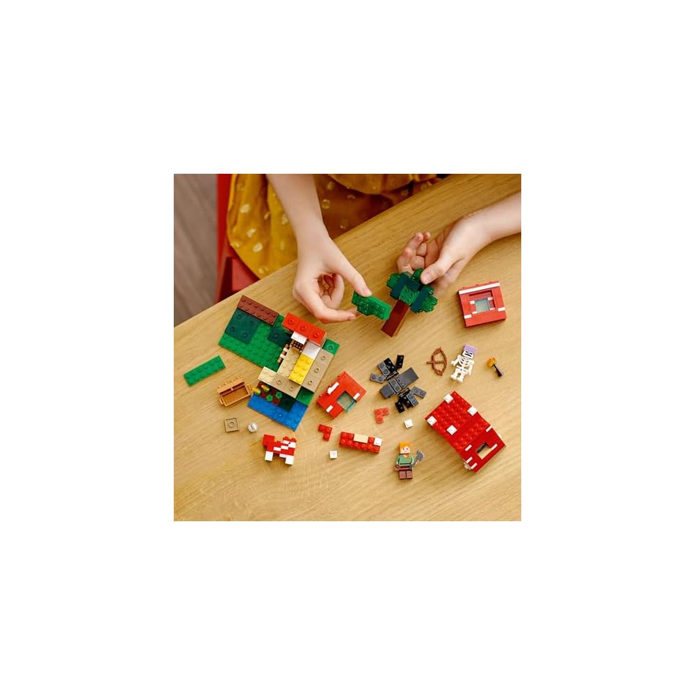 LEGO Minecraft Mushroom House Building Set 21179 for Kids Ages 8-10, Creative Toy for Boys and Girls