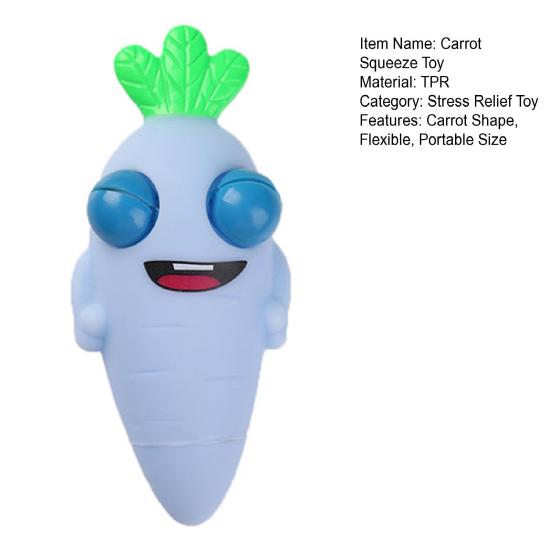 Popping Eye Carrot Squeeze Toy Anxiety Stress Relief Simulation Carrot Sensory Pinch Toy Kids Adults Cartoon Vegetable Fidget Toy