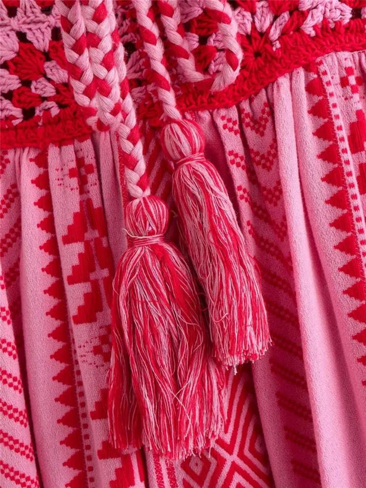 Summer Elegant Loose Sleeveless Sling Dress Women Designer Vintage Natural Off Shoulder Print Dresses Female Fashion Casual Thin Knit Clothing