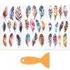 1set 3 Sheets 3 Styles PVC Waterproof Decorative Stickers Self Adhesive Floral Decals for Furniture Decoration Feather 300x150mm 1 Sheet/style