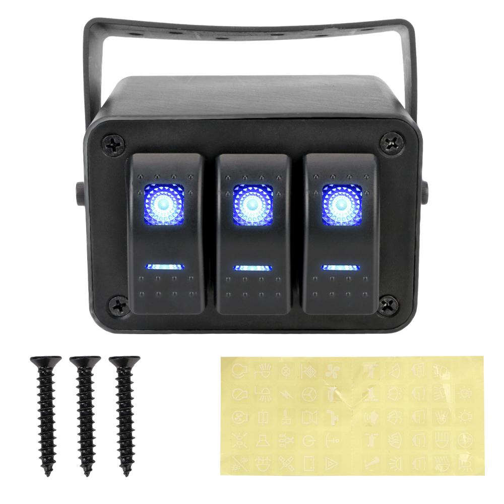 2/3 Gang Rocker Switch Panel 12-24V Rotation Case Водонепроницаемый Для Транспортных Средств Караван Грузовик Морской С Синим Светодиодным Индикатором