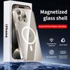 Прозрачный закаленный стеклянный чехол Magsafe для беспроводной зарядки iPhone 15 14 Pro Max 15 14 Plus, не желтеющий жесткий чехол-бампер из ПК
