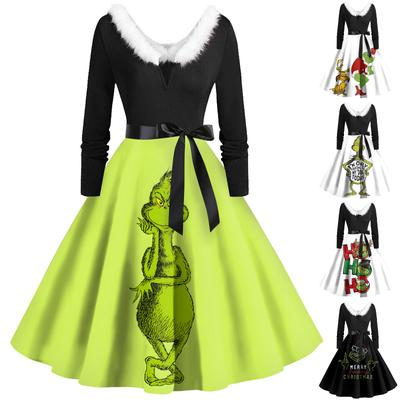 Женское повседневное и модное платье на молнии с длинными рукавами и v-образным вырезом в тон