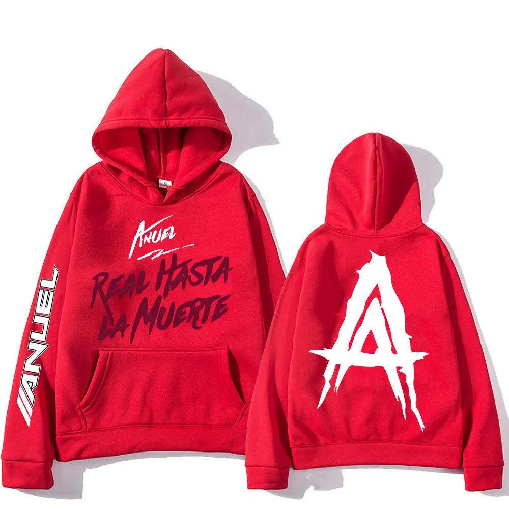Anuel AA Graphic Printing Hoodie With Pocket Harajuku Fleece Sweatshirt Long-sleeved Punk Clothing Unisex Vintage Soft Pullovers
