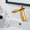 Gold Basin Faucet Brass Bathroom Faucet Waterfall Cold And Hot Mixer Sink Tap Single Handle Deck Mounted Gold/Rose Gold