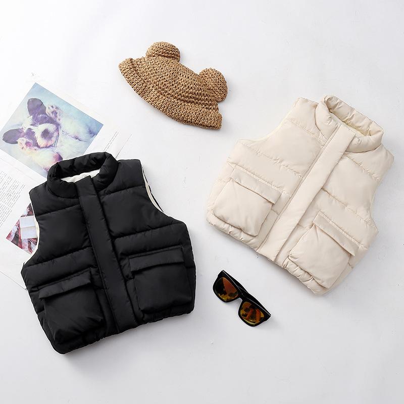Children's Lamb Fleece Vest Boys and Girls Baby Thick Warm Down Cotton Vest Autumn and Winter Outdoor Wear Vest