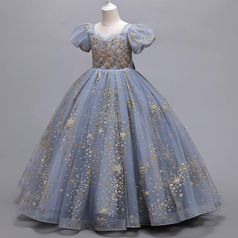 Big Kids' Formal Sequined Flower Girl Princess Dress