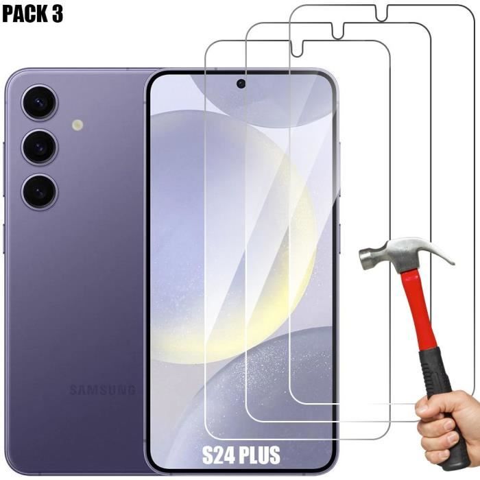 Verre Trempé - pour Samsung - Galaxy S24 Plus - Installation Facile - Anti-Rayure - Pack de 3
