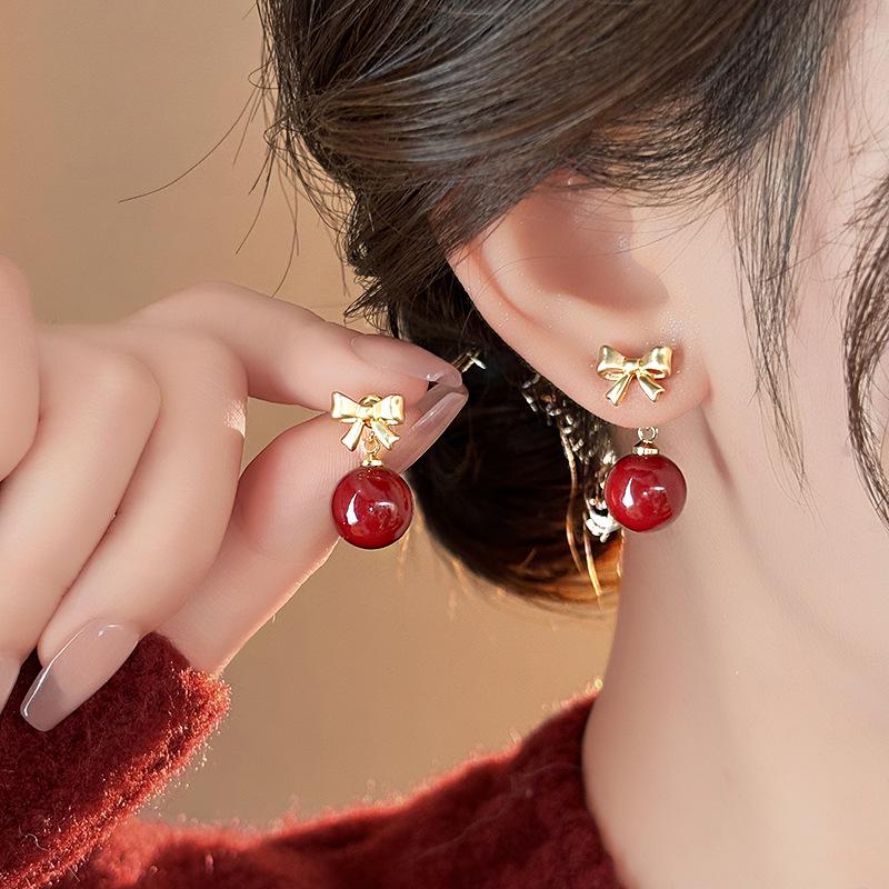 Круглые серьги-гвоздики из смолы "Серебряная игла" - Роскошный ретро-дизайн, женские серьги с уникальным дизайном.