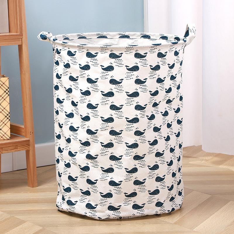 Round Dirty Clothes Basket Portable Fabric Laundry Hamper Foldable Dustproof Multifunctional Storage Bucket Sundries