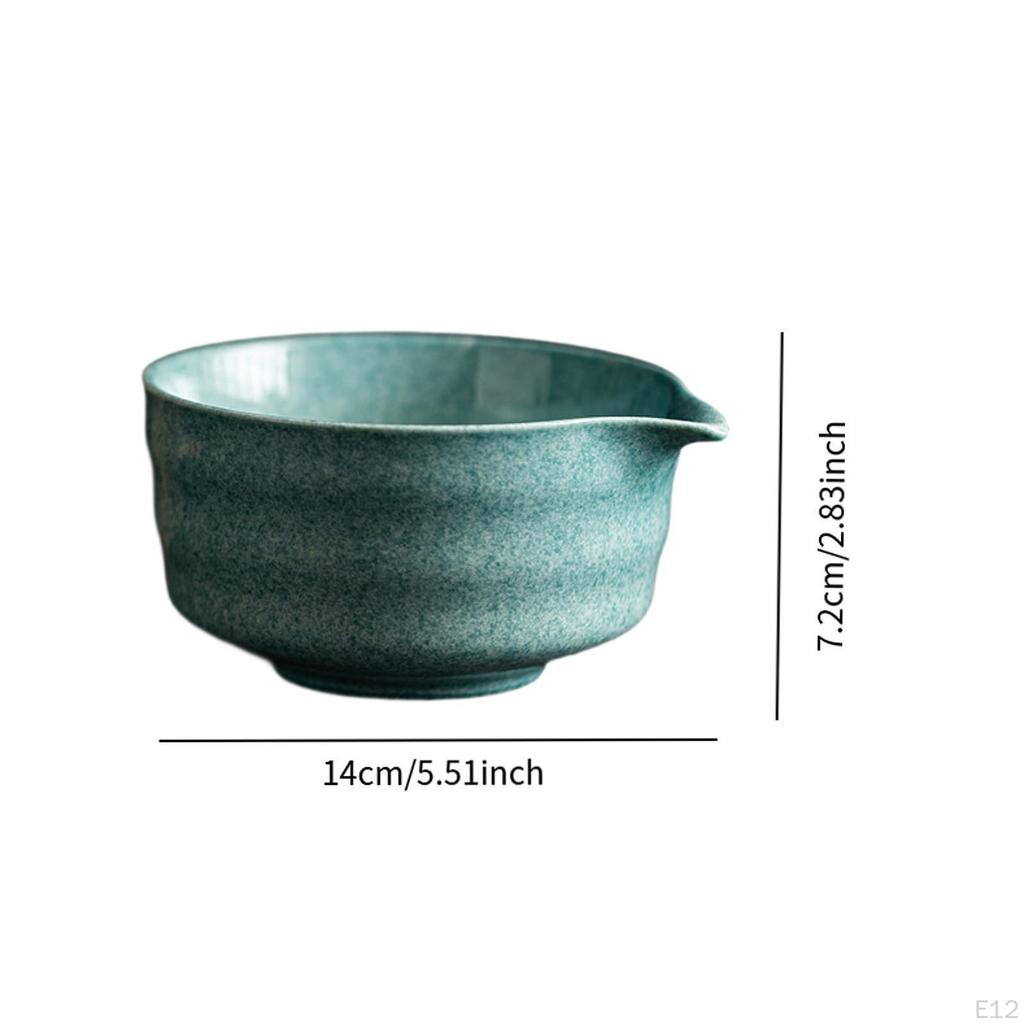 Ceramic Green Tea Bowl 500ml 14x12.6x7.2cm Lightweight for Friends Lovers Multifunctional