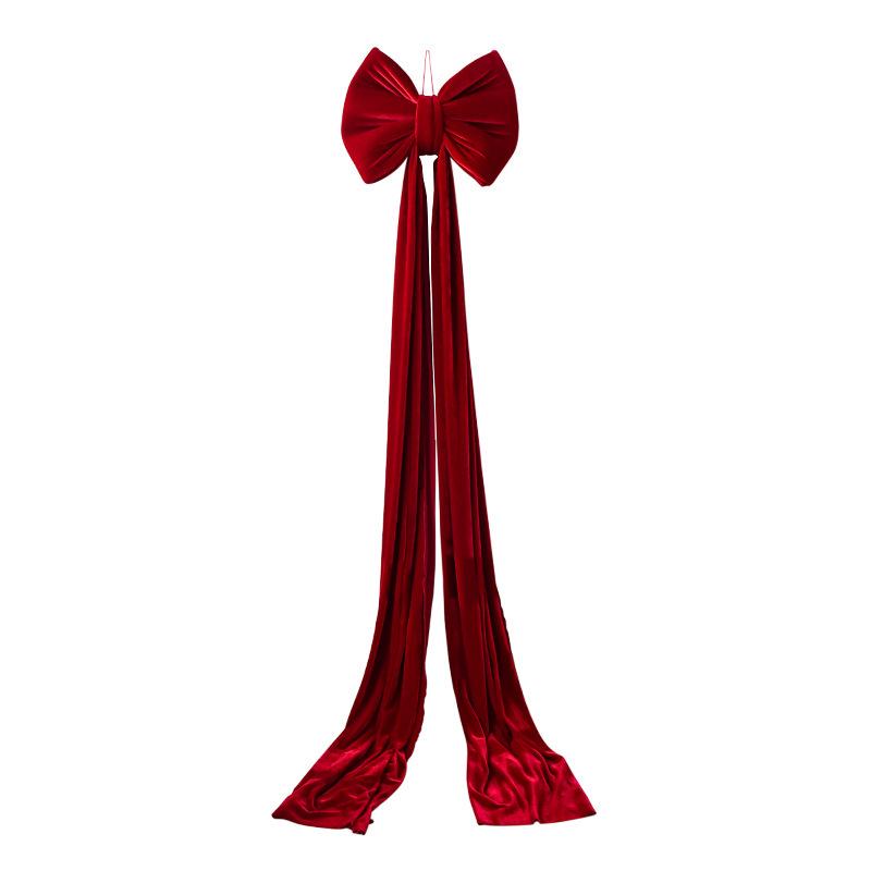 Бархатные винно-красные банты Рождественские елочные украшения - Праздничные декоративные подвески