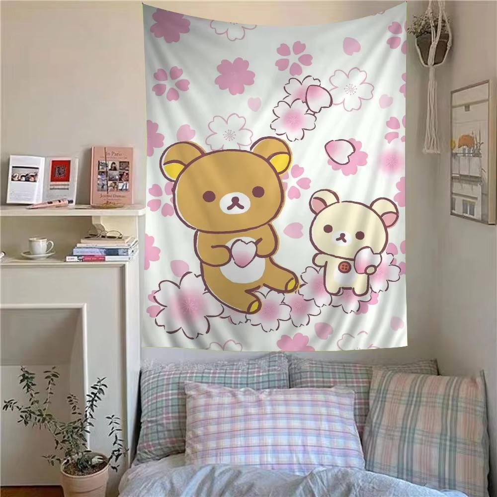 Cute Cartoon Rilakkuma Colored Parrot Printed Wall Tapestry Multiuse Decor Blanket for Science Fiction Room Home Decor