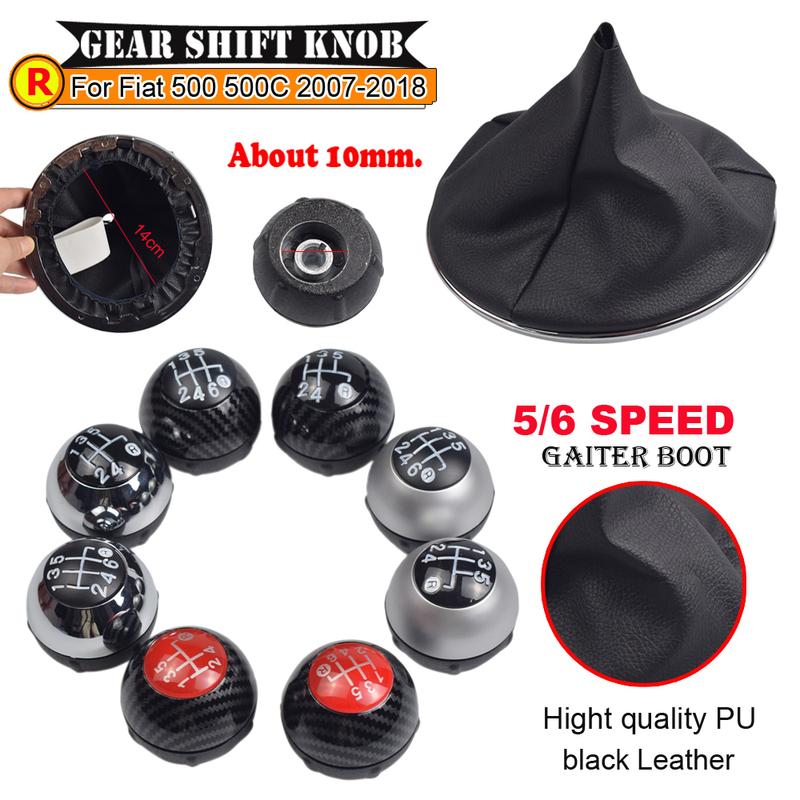 5 6 Speed Gear Shift Knob for Fiat 500 2012-2018 Chrome+Red 55344048