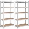 5-level Shelving, Set of 2 Steel Storage Shelving, Assembly Without Tools, for Garage, Shed, Load Capacity 875 Kg,