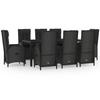 VidaXL 9-piece Garden Dining Set and Cushions Black Wicker, Dining Set, Dining Set 3185064