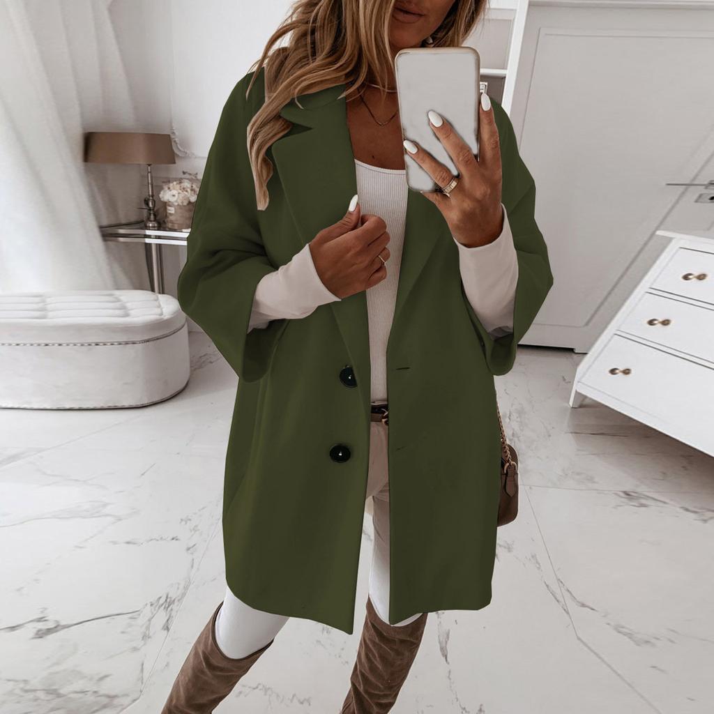 Женская Мода Свободный Повседневный И Зимний Рукав Семь Восьмых Пуговица Лацкан Карман Твидовый Пиджак