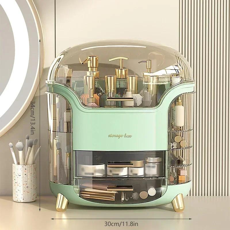 Коробка для хранения косметики, органайзер для макияжа, большая вместимость, пылезащитный настольный ящик, ящик для макияжа, контейнер для ювелирных изделий, коробки для губной помады