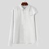 INCERUN Men Lapel Neck Ruffled Shoulder Long Sleeve Buttons Up Casual Shirts