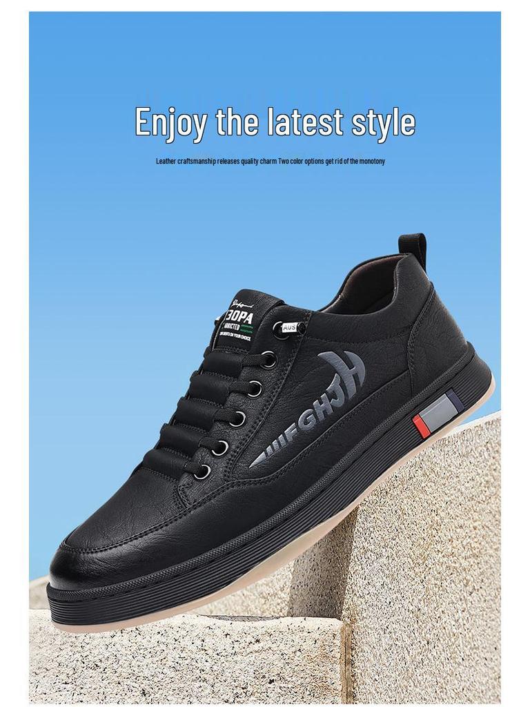 Осень и Зима Мужские Слипоны из Натуральной Кожи в Корейском Стиле - Дышащие, Нескользящие, Универсальная Повседневная Обувь