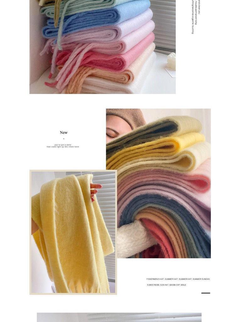 Unisex Mohair Scarf: Solid Color, Warm Winter Shawl