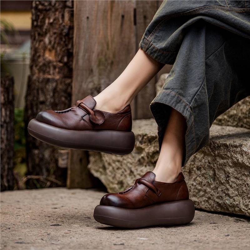 2025 новые туфли-маффины в стиле ретро на платформе женские кожаные туфли в британском стиле универсальные одинарные туфли повседневные мокасины