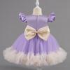 Girls' Baby Sleeveless Dress Short Princess Flower Pink Performance Flying Sleeve Toddler Children's Day Evening Dresses