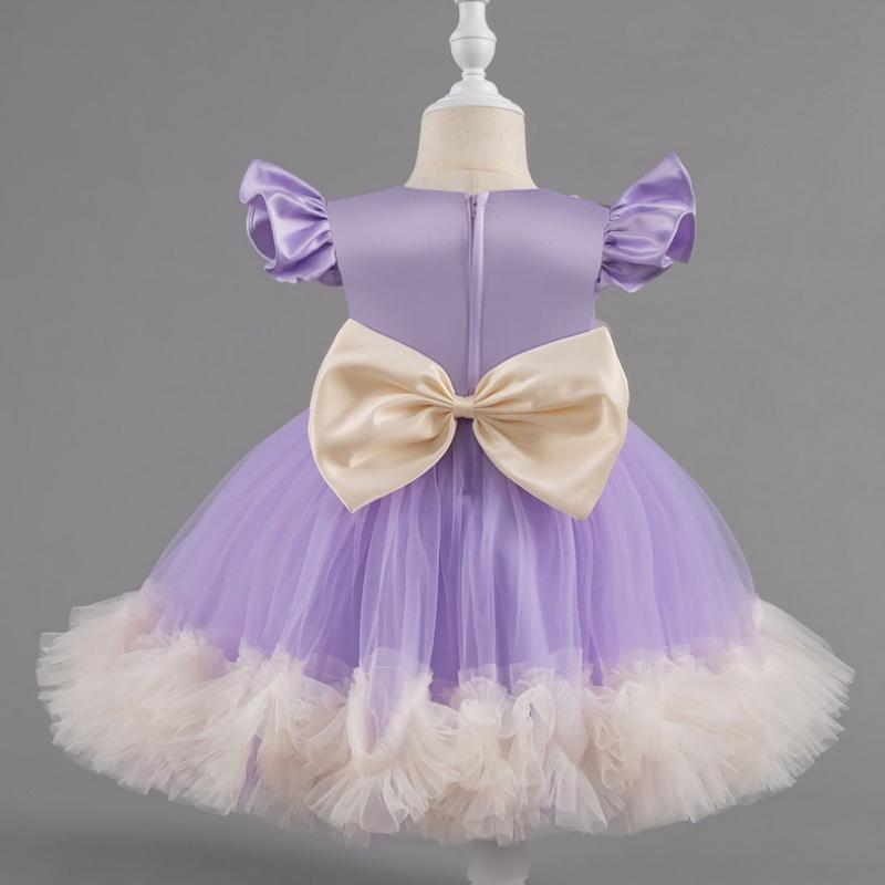 Girls' Baby Sleeveless Dress Short Princess Flower Pink Performance Flying Sleeve Toddler Children's Day Evening Dresses