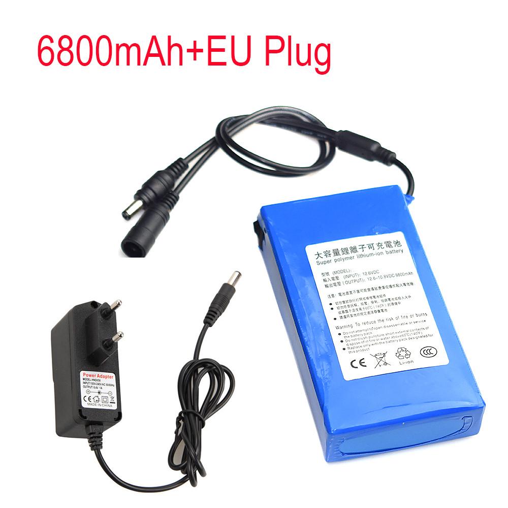 Суперперезаряжаемый литий-ионный аккумулятор 12 В, 6800–18 000 мАч + вилка европейского стандарта