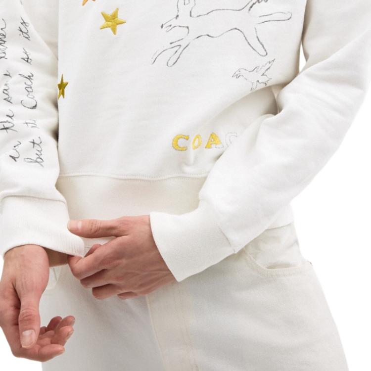COACH Sweatshirts Men's White Crew Neck Moderate Regular CAZ83-Y05