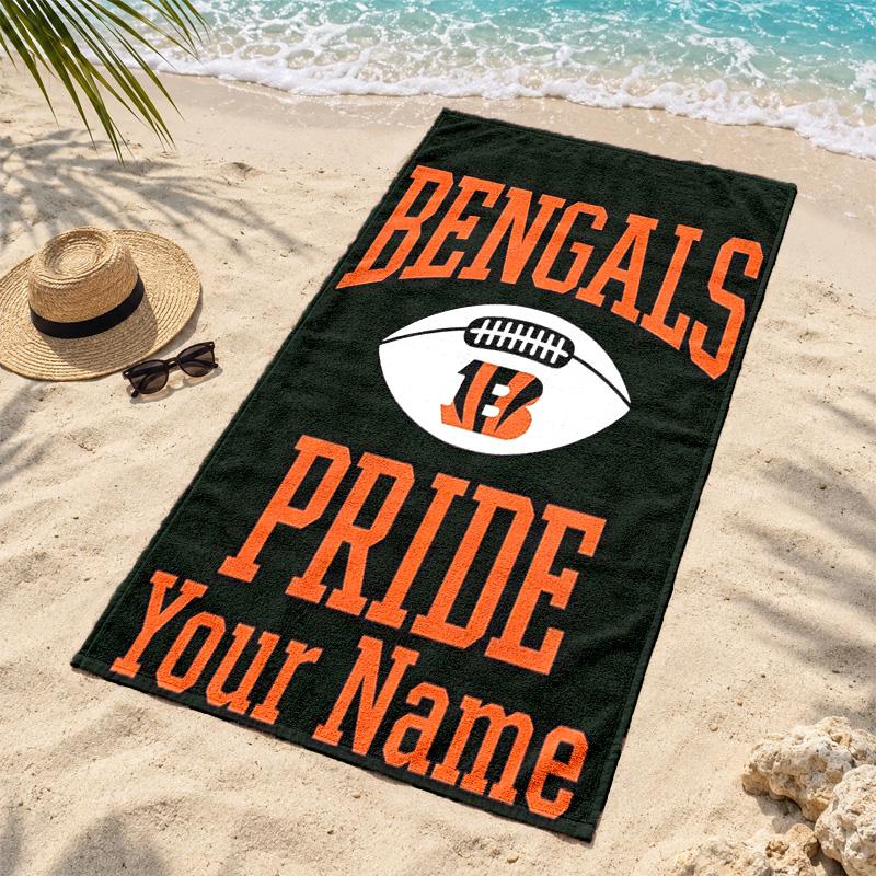 Cincinnati Bengals Custom Name Beach towels also serve as bath towels summer essential a musthave for the outdoors the beach and the pool
