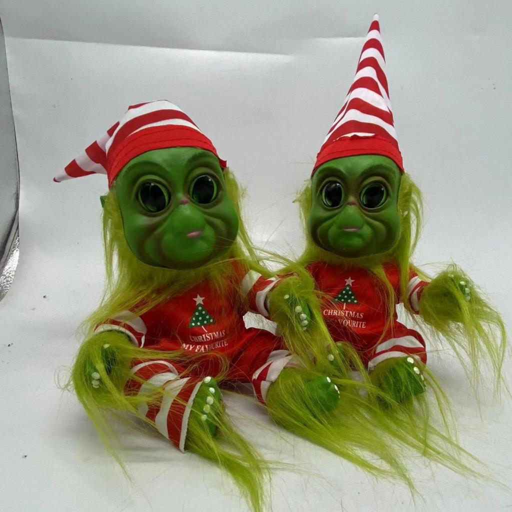 Christmas Latex Doll, Green Furry Gift, Plush Ornament, Christmas Gift
