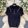 Модные трикотажные костюмы из двух предметов, обтягивающие рубашки поло с короткими рукавами и короткая юбка, женские простые летние комплекты