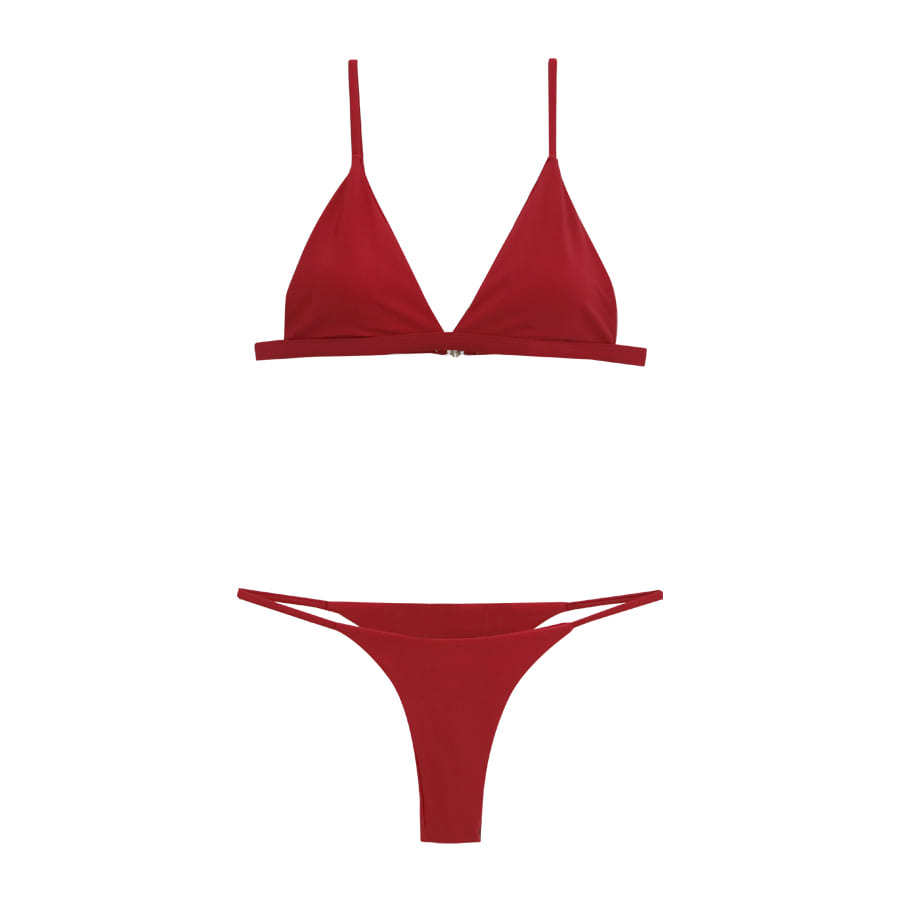 European and American new sexy bikini female Internet celebrities small breasts gather suspenders triangular swimsuit