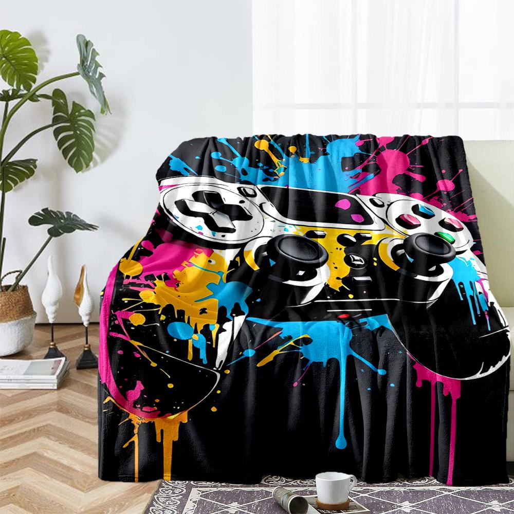 Game Controller Theme Printed Blanket - Perfect for Couch, Bed, Travel & Outdoor Use | Machine Washable, Cozy & Durable.